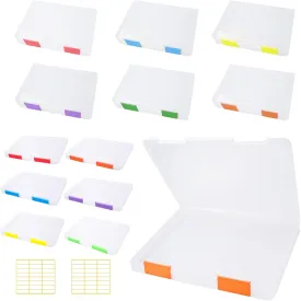 12 Pcs Clear A4 A5 File Box Document Plastic Storage Box with 48 Labels File Holder Organizer Paper Plastic Case Magazine Protector with Buckle Office School Supplies