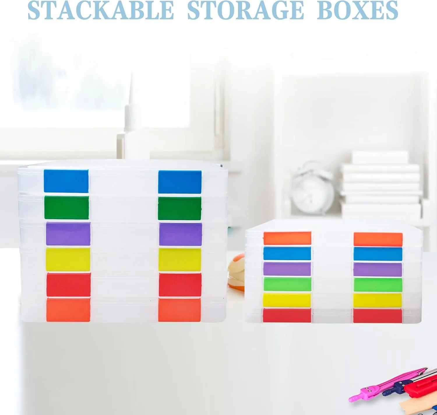 12 Pcs Clear A4 A5 File Box Document Plastic Storage Box with 48 Labels File Holder Organizer Paper Plastic Case Magazine Protector with Buckle Office School Supplies