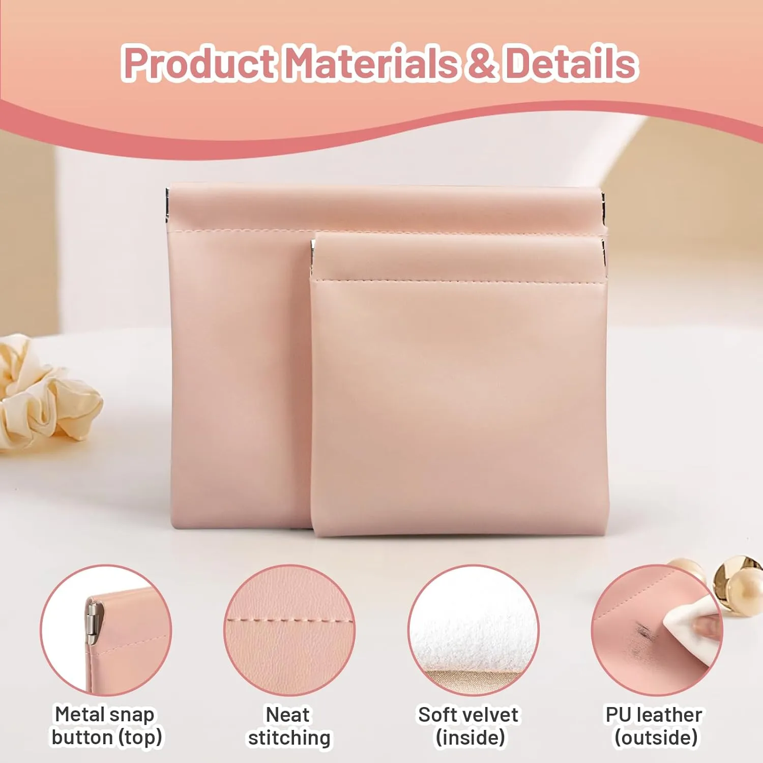 7.09x5.51 Small Pouches for Purse, 3PCS Cute Magnetic Mini Makeup Bag, Purse Organizers for Inside Large Storages, Organize Cosmetic, Lipstick, Jewelry,Coins in Women's Handbag