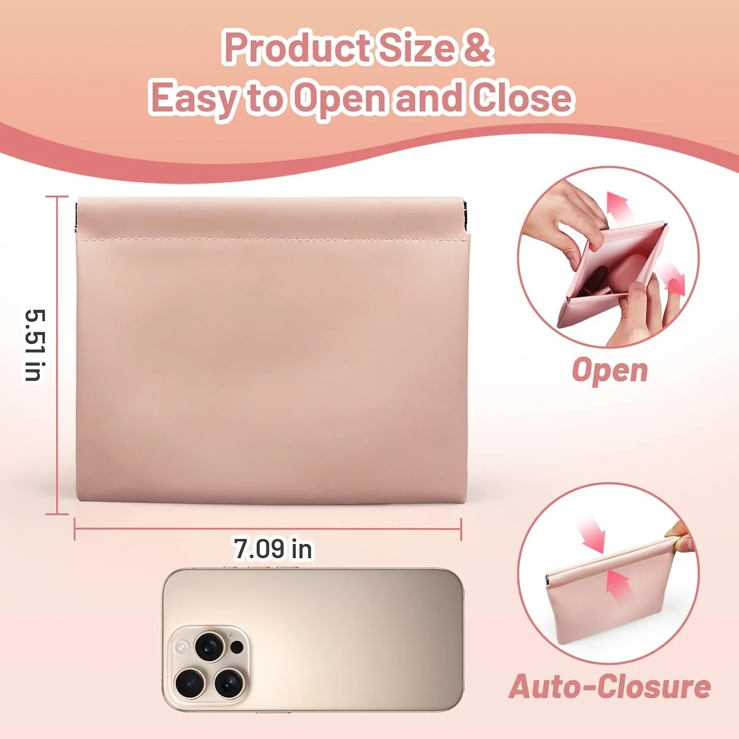 7.09x5.51 Small Pouches for Purse, 3PCS Cute Magnetic Mini Makeup Bag, Purse Organizers for Inside Large Storages, Organize Cosmetic, Lipstick, Jewelry,Coins in Women's Handbag