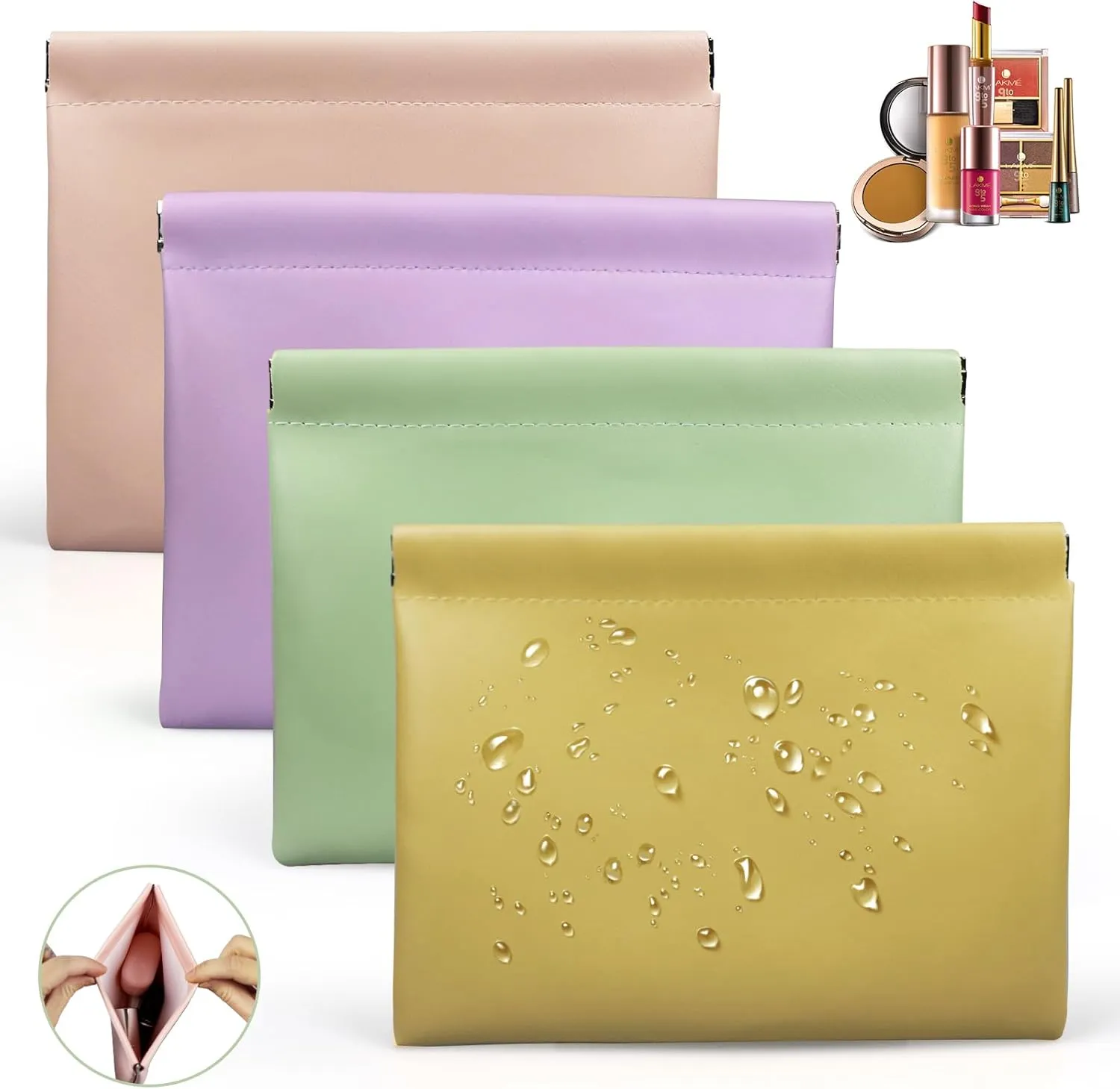 7.09x5.51 Small Pouches for Purse, 4PCS Cute Magnetic Mini Makeup Bag, Purse Organizers for Inside Large Storages, Organize Cosmetic, Lipstick, Jewelry,Coins in Women's Handbag