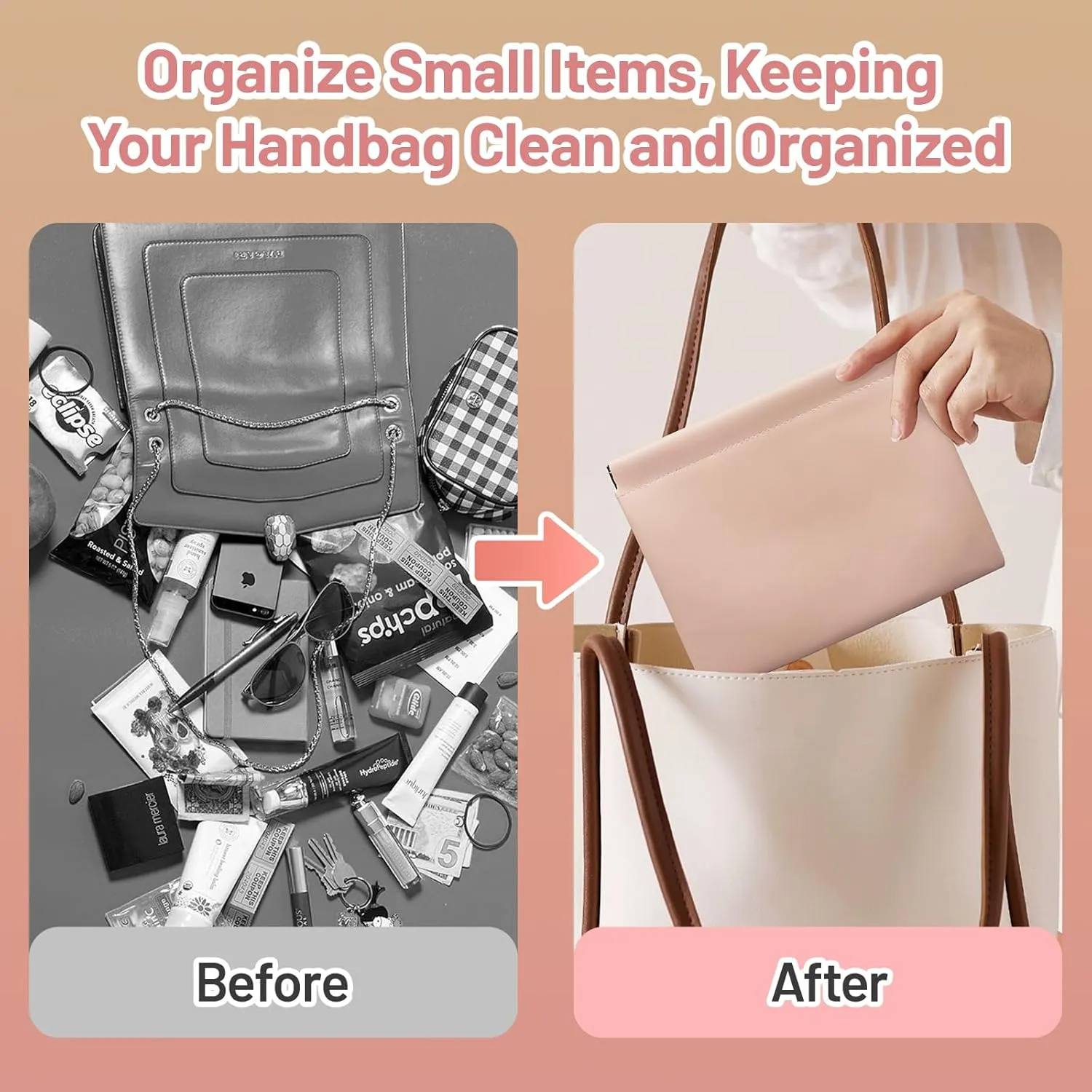 7.09x5.51 Small Pouches for Purse, 4PCS Cute Magnetic Mini Makeup Bag, Purse Organizers for Inside Large Storages, Organize Cosmetic, Lipstick, Jewelry,Coins in Women's Handbag