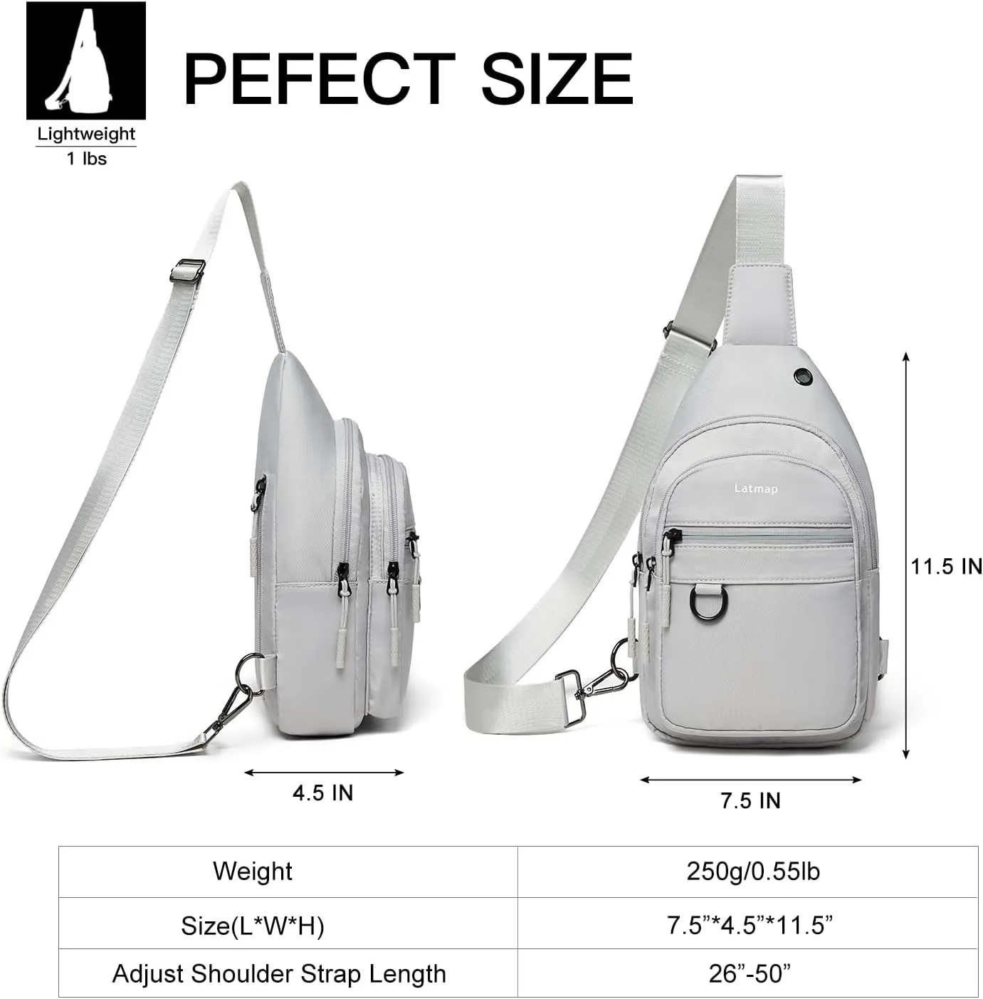 7L Sling Bag for Women Men Crossbody Belt Bag Small Travel Sling Backpack Anti Theft Chest Daypack Purse Faux Leather