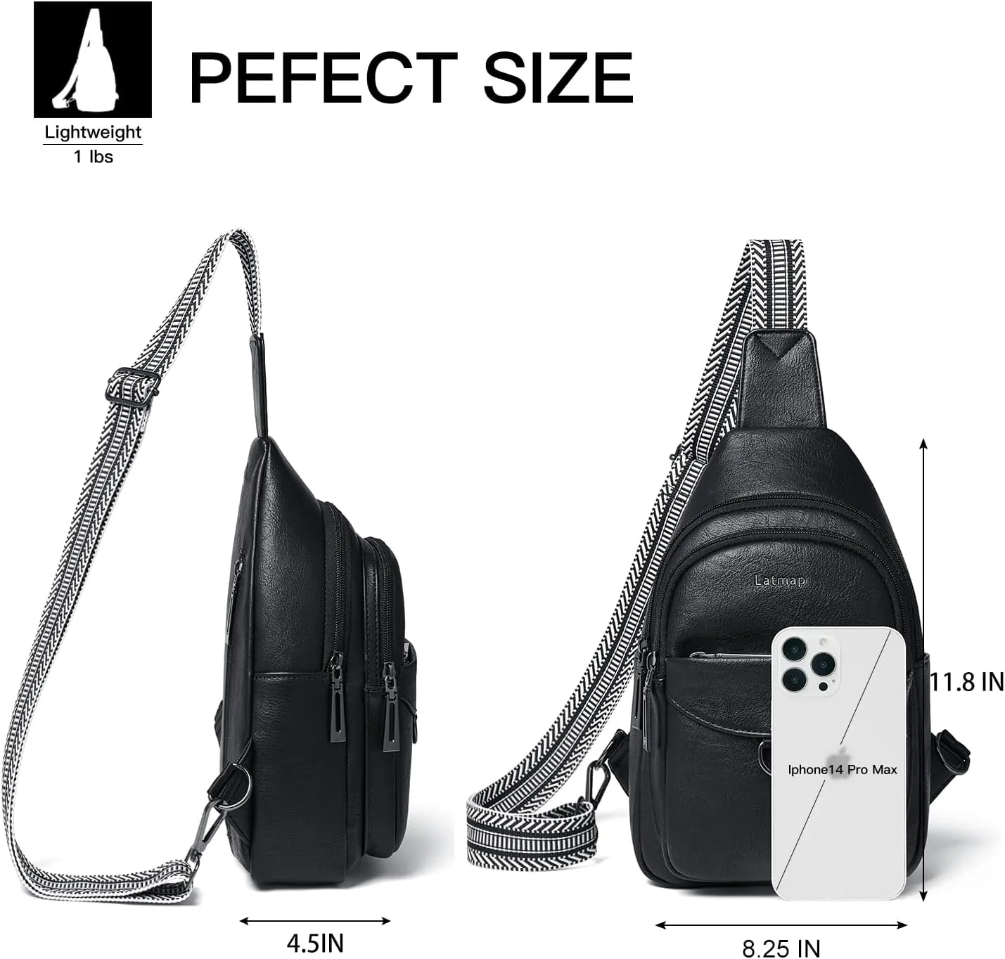 7L Sling Bag for Women Men Crossbody Belt Bag Small Travel Sling Backpack Anti Theft Chest Daypack Purse Faux Leather