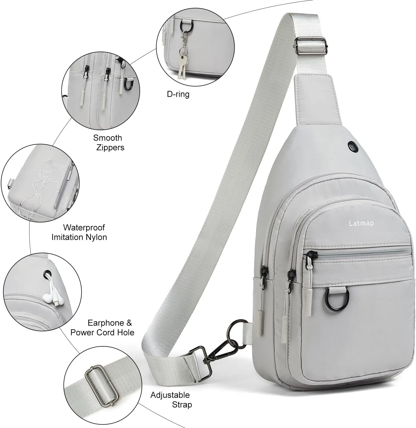 7L Sling Bag for Women Men Crossbody Belt Bag Small Travel Sling Backpack Anti Theft Chest Daypack Purse Faux Leather