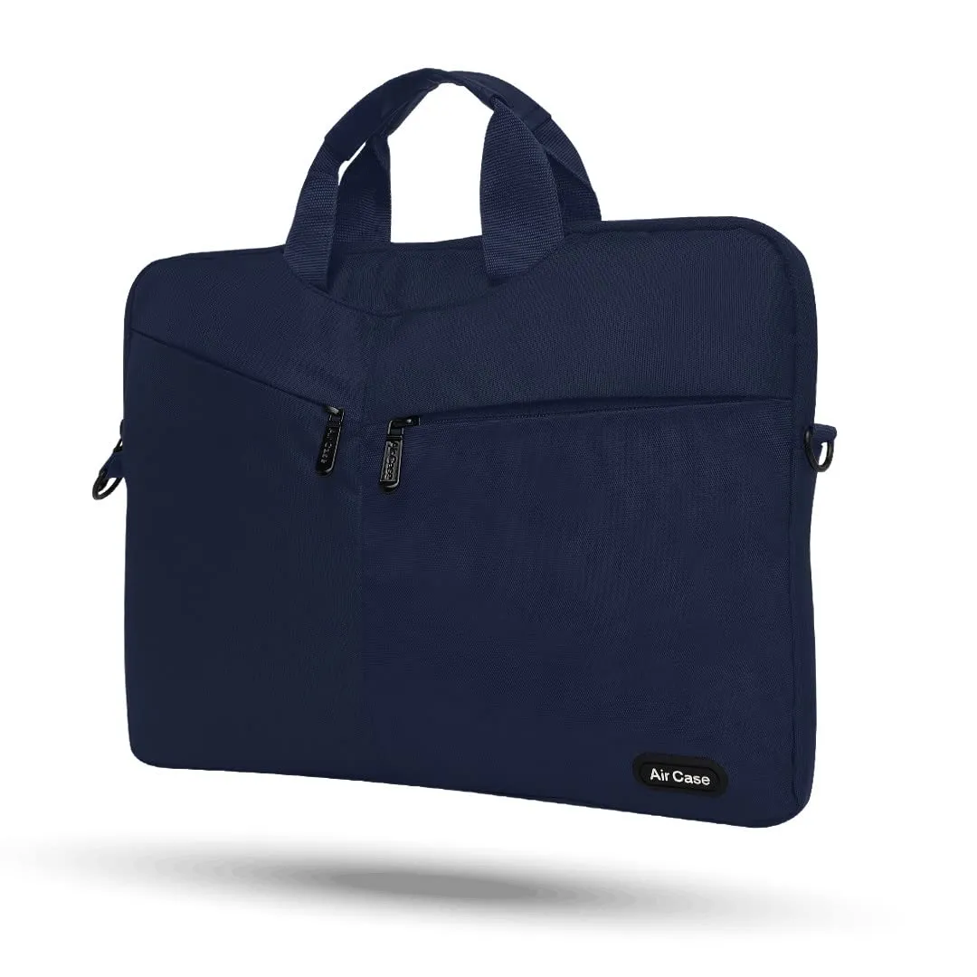 AirCase premium laptop bag with handle & shoulder strap fits upto 14.1" and 15.6" laptop/macbook, wrinkle free, padded, water resistant light polyester sleeve pouch, for men & women