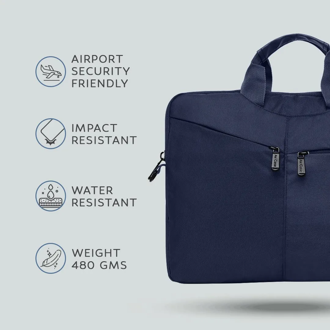 AirCase premium laptop bag with handle & shoulder strap fits upto 14.1" and 15.6" laptop/macbook, wrinkle free, padded, water resistant light polyester sleeve pouch, for men & women