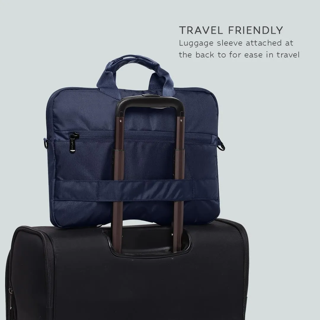 AirCase premium laptop bag with handle & shoulder strap fits upto 14.1" and 15.6" laptop/macbook, wrinkle free, padded, water resistant light polyester sleeve pouch, for men & women
