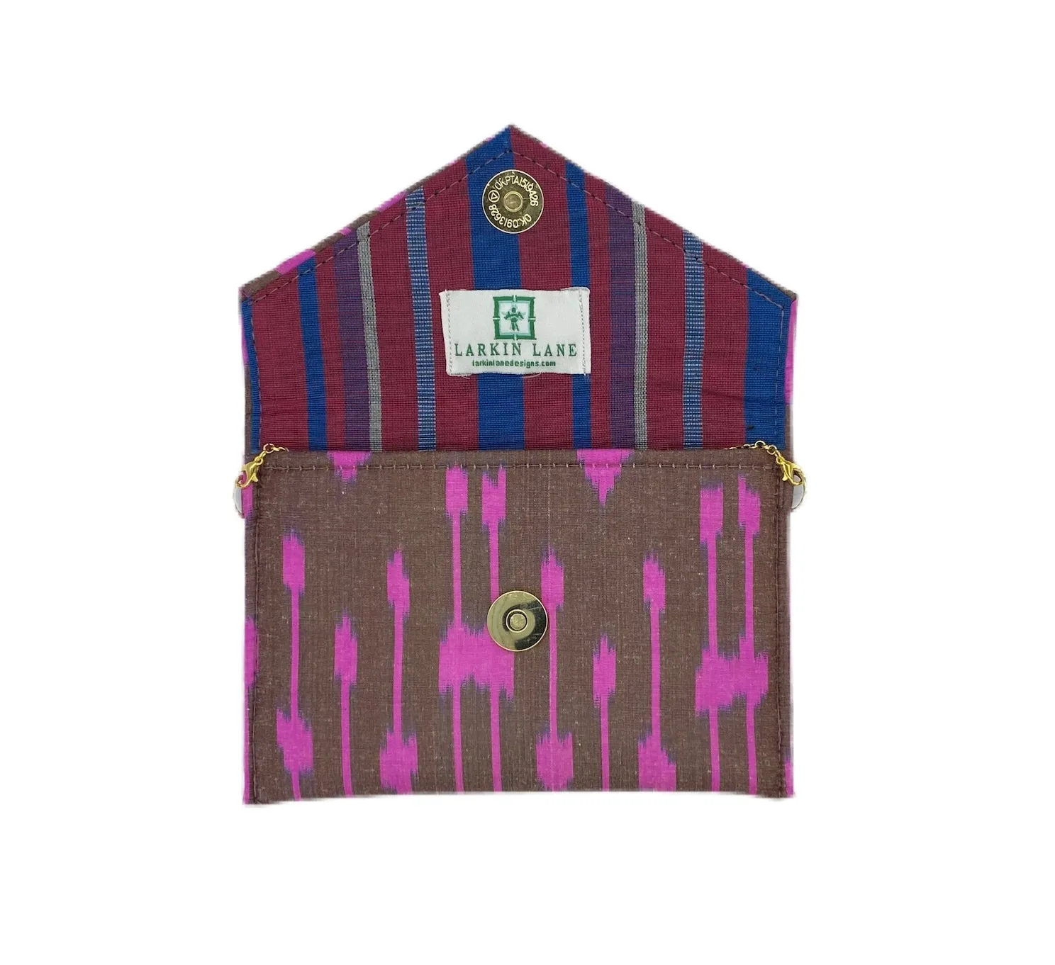Amite Silk Ikat Stadium Clutch - Purple, Charcoal