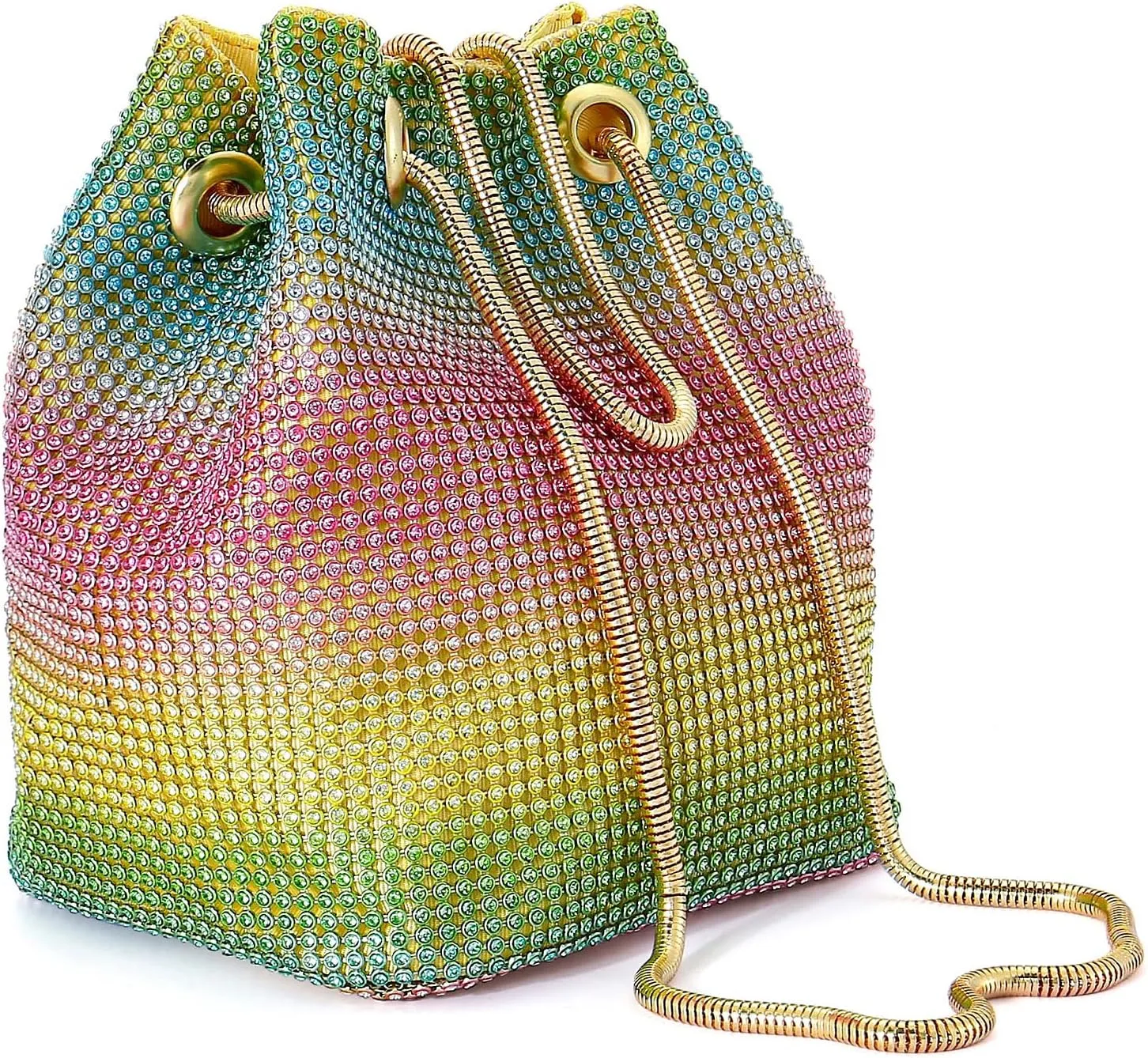 Ayliss Women's Full Rhinestones Bucket Bag Mini/Small Crossbody Shoulder Evening Shinny Bling Clutch Purse Bucket Handbag