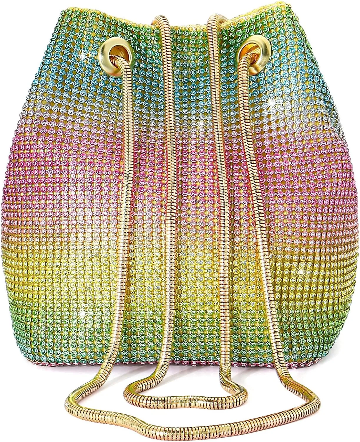 Ayliss Women's Full Rhinestones Bucket Bag Mini/Small Crossbody Shoulder Evening Shinny Bling Clutch Purse Bucket Handbag