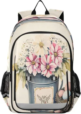 Backpack for School Girls Boys, College Rucksack Travel Daypack Teenager Bookbag Kids Backpack Flower Bucket Eggs Painting