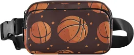 Basketball Brown Fashion Waist Bag Fanny Pack for Women Men Teenagers Water Resistant Bum Belt Bag with Adjustable Strap for Travel Shopping Running