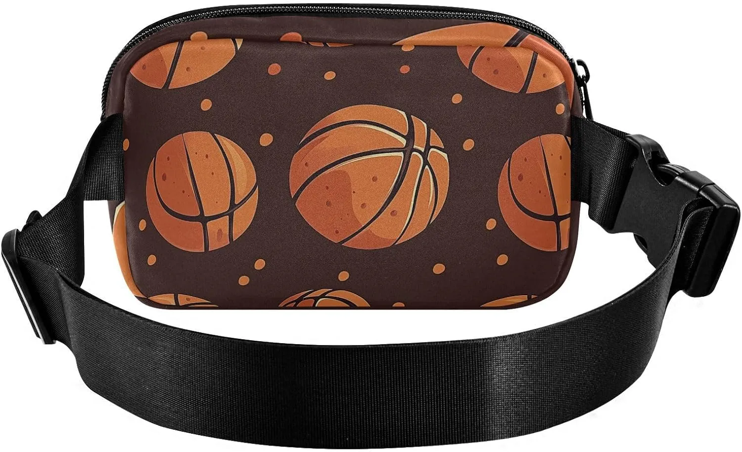 Basketball Brown Fashion Waist Bag Fanny Pack for Women Men Teenagers Water Resistant Bum Belt Bag with Adjustable Strap for Travel Shopping Running
