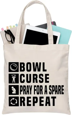 BDPWSS Bowling Lover Gift For Bowling Team Bowling Coach Player Gift Bowl Curse Pray For A Spare Repeat Bowling Ball Tote Bag