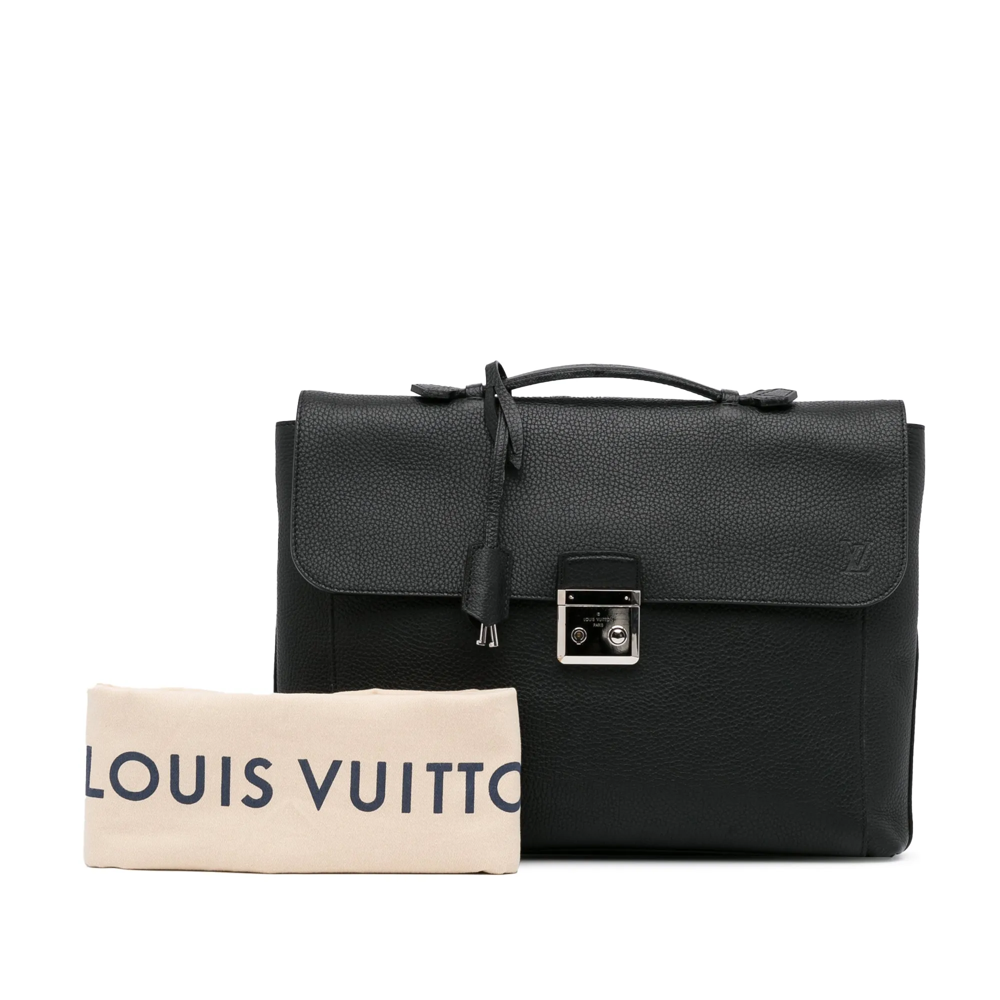 Black Louis Vuitton Taurillon Serviette Dorian Business Bag