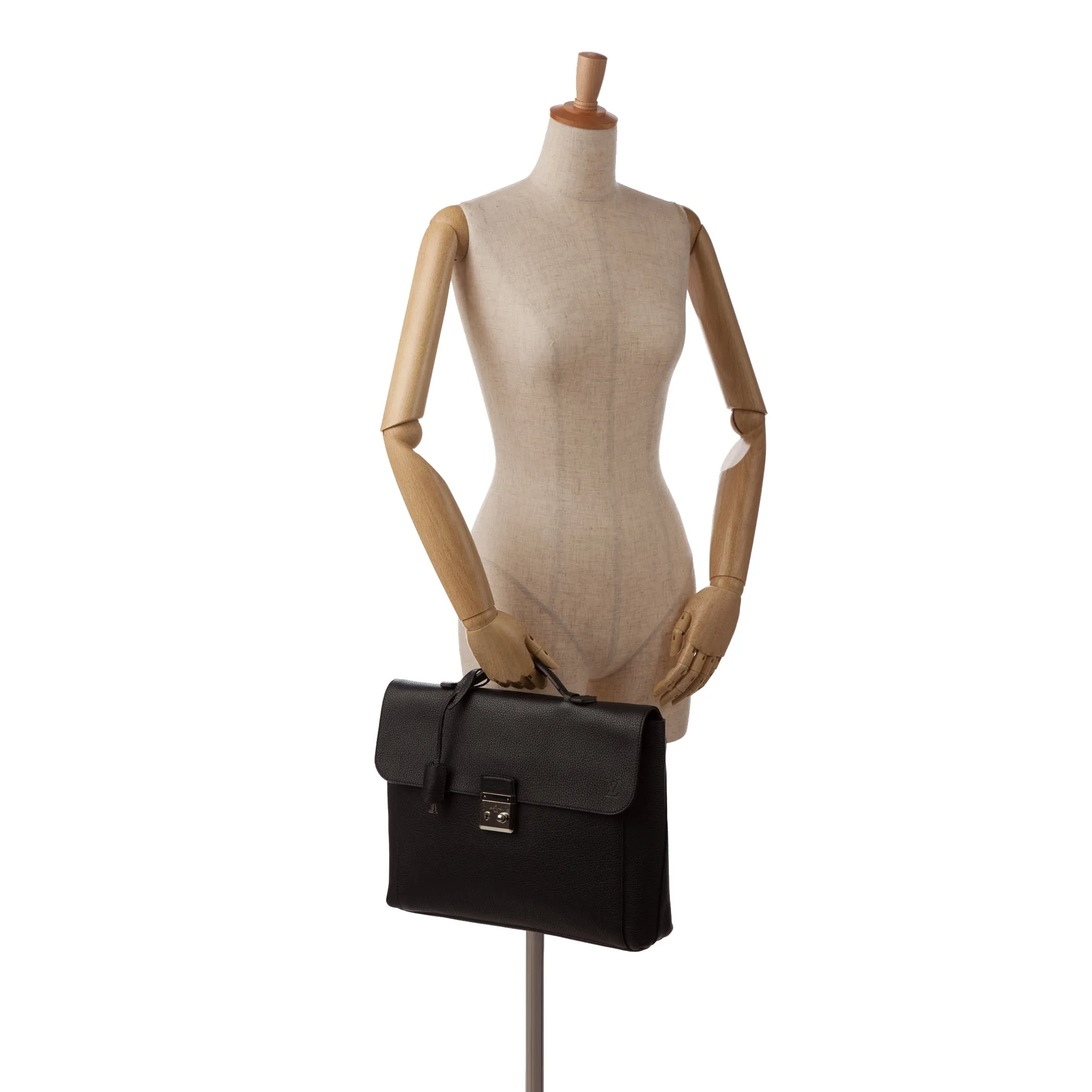 Black Louis Vuitton Taurillon Serviette Dorian Business Bag