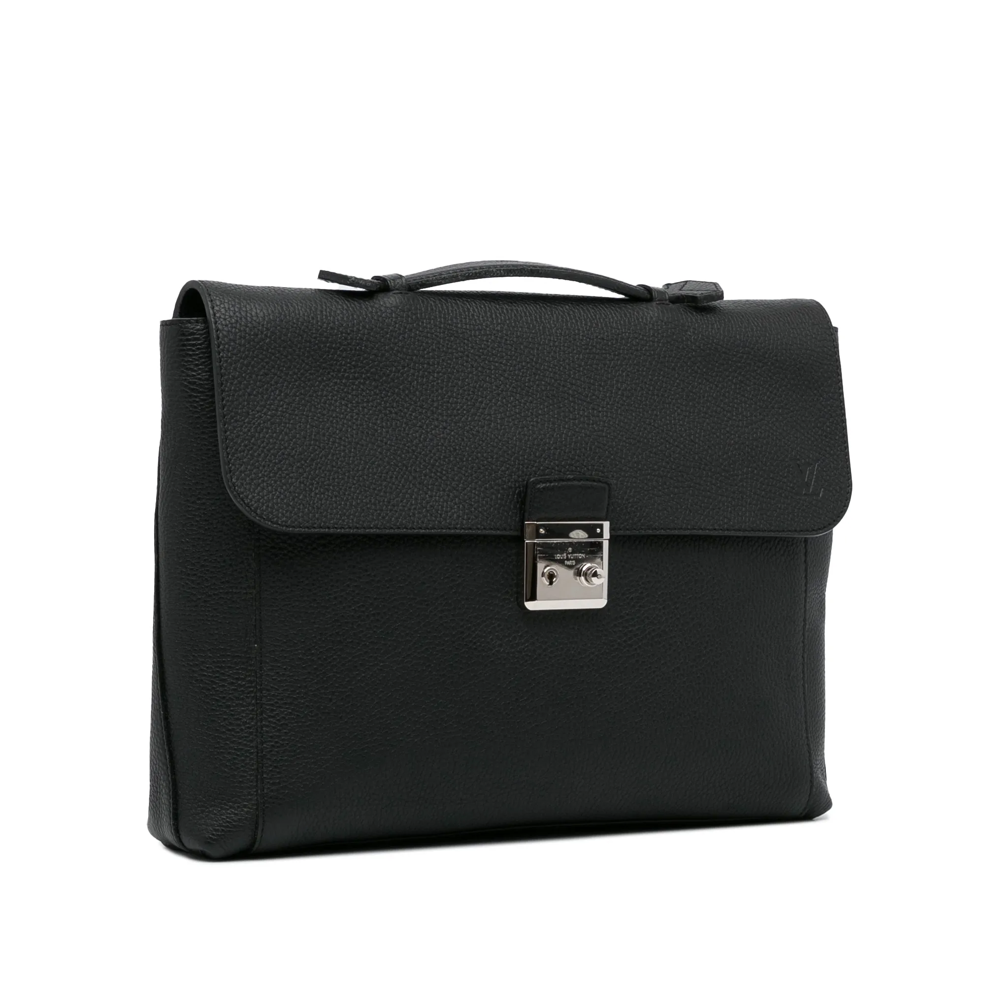 Black Louis Vuitton Taurillon Serviette Dorian Business Bag