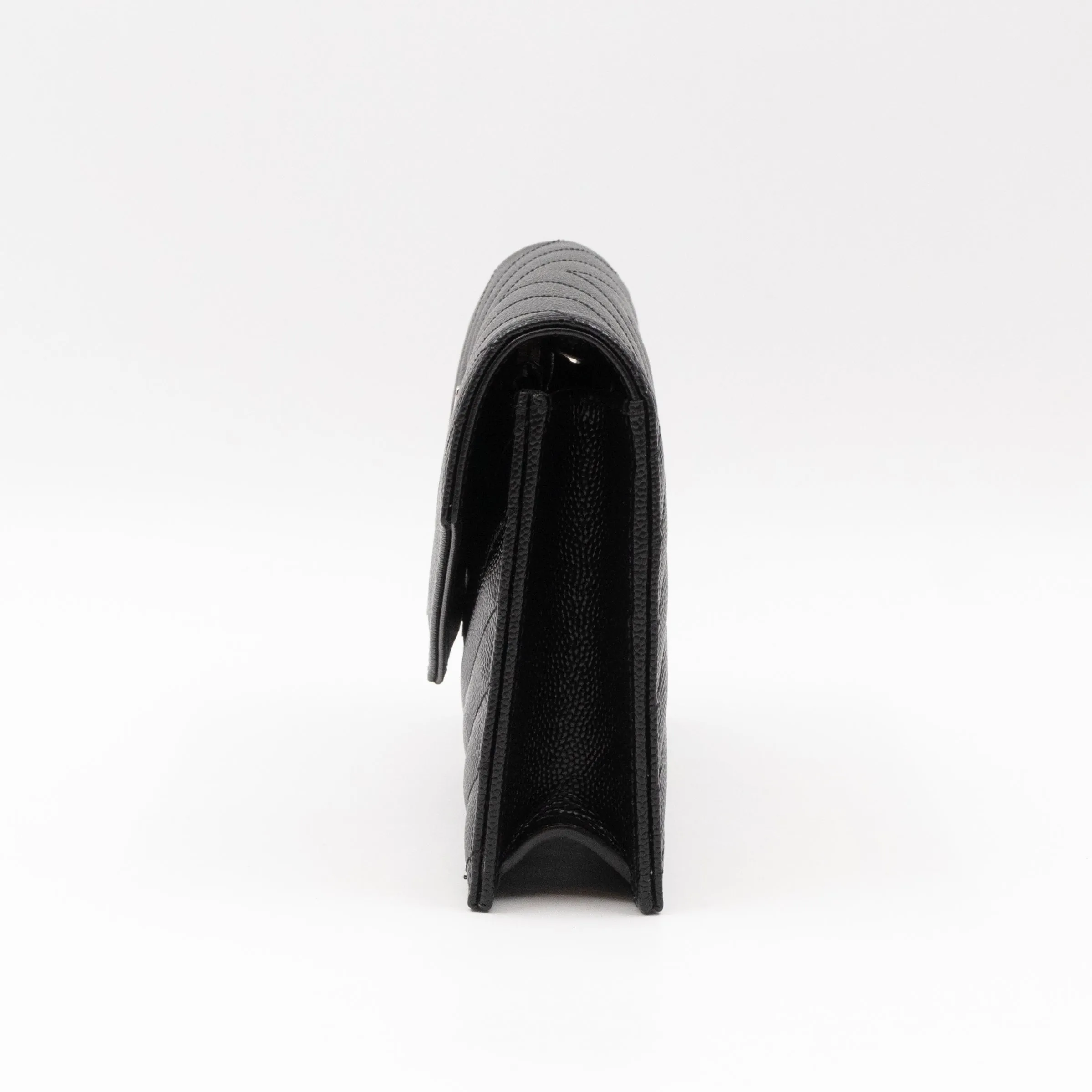 Cassandre Envelope Chain Wallet Black Grained Leather