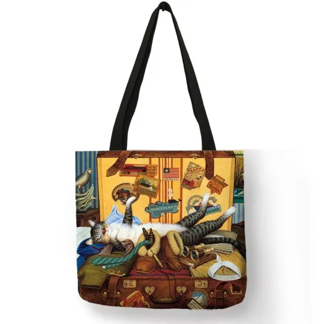 Cat Print Tote Bag