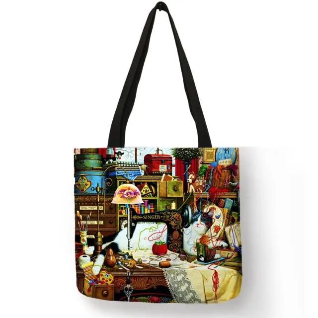 Cat Print Tote Bag