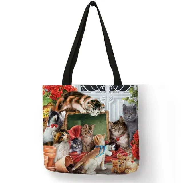 Cat Print Tote Bag