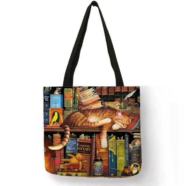 Cat Print Tote Bag