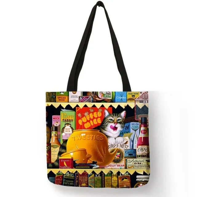 Cat Print Tote Bag