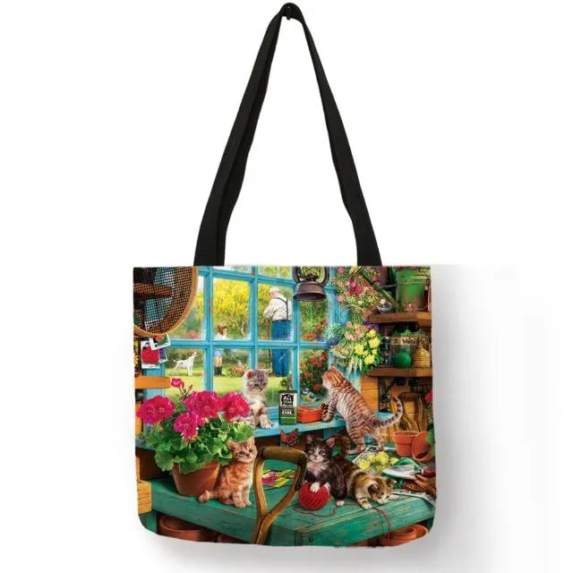 Cat Print Tote Bag
