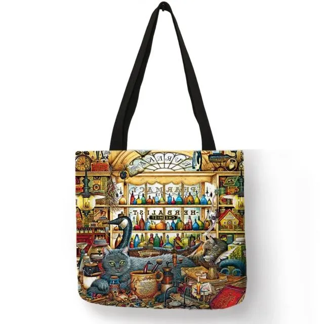 Cat Print Tote Bag