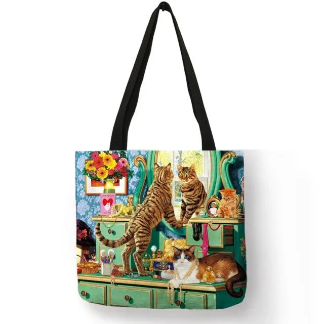 Cat Print Tote Bag