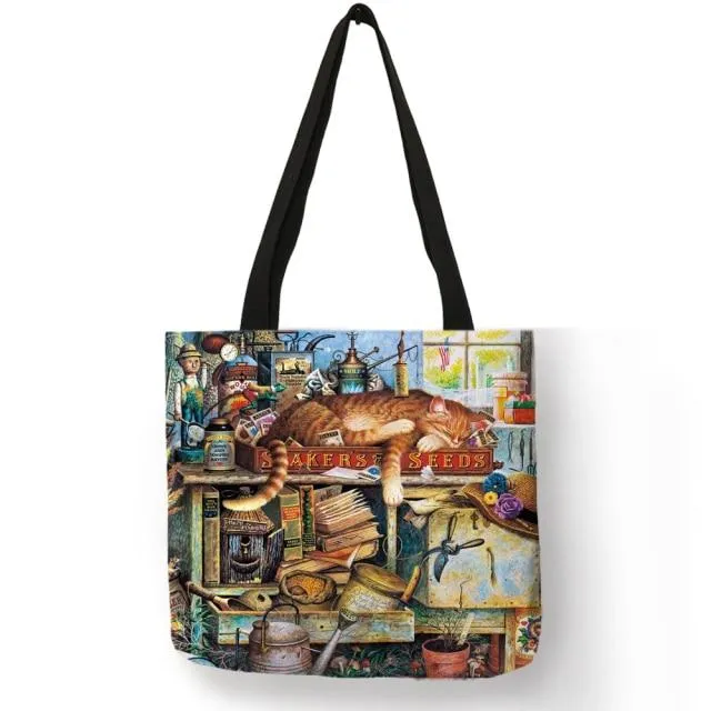 Cat Print Tote Bag