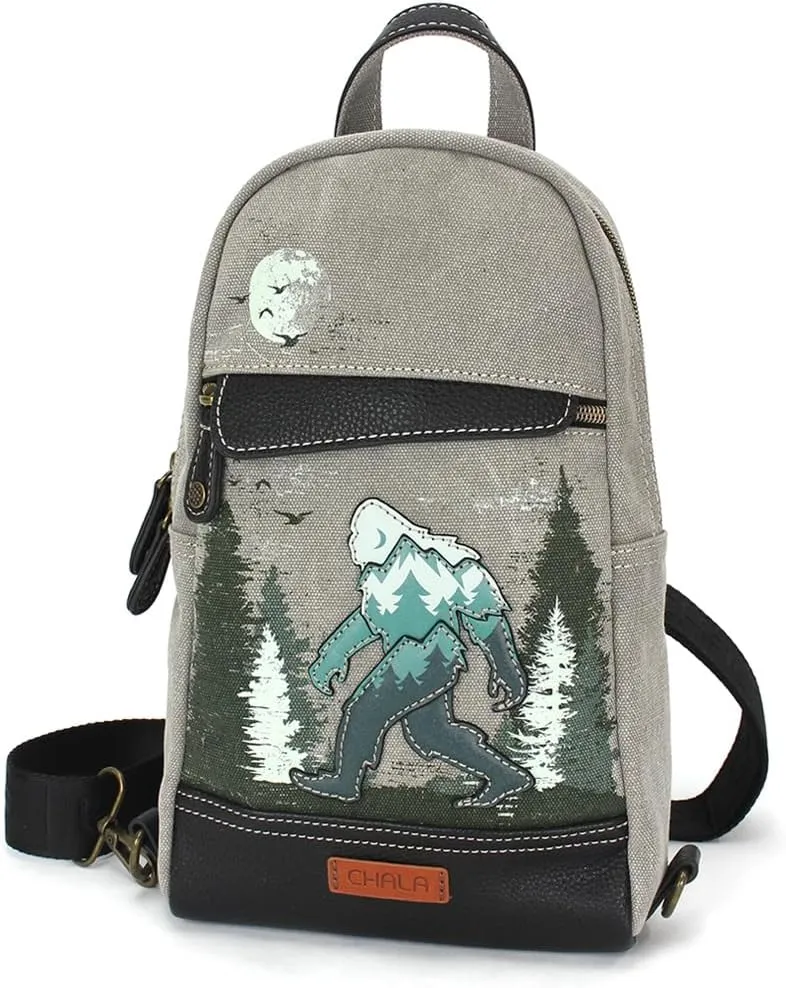 CHALA Canvas Sling Bag Women RFID Protected Canvas Crossbody Backpack with Adjustable Strap