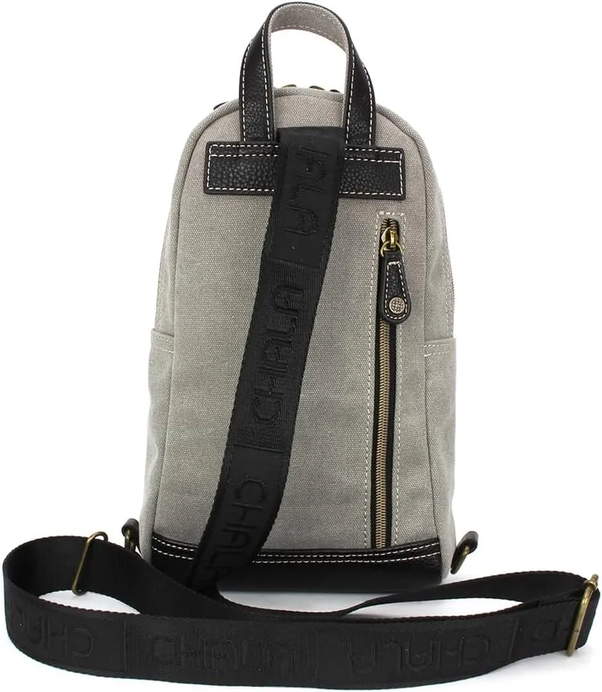 CHALA Canvas Sling Bag Women RFID Protected Canvas Crossbody Backpack with Adjustable Strap