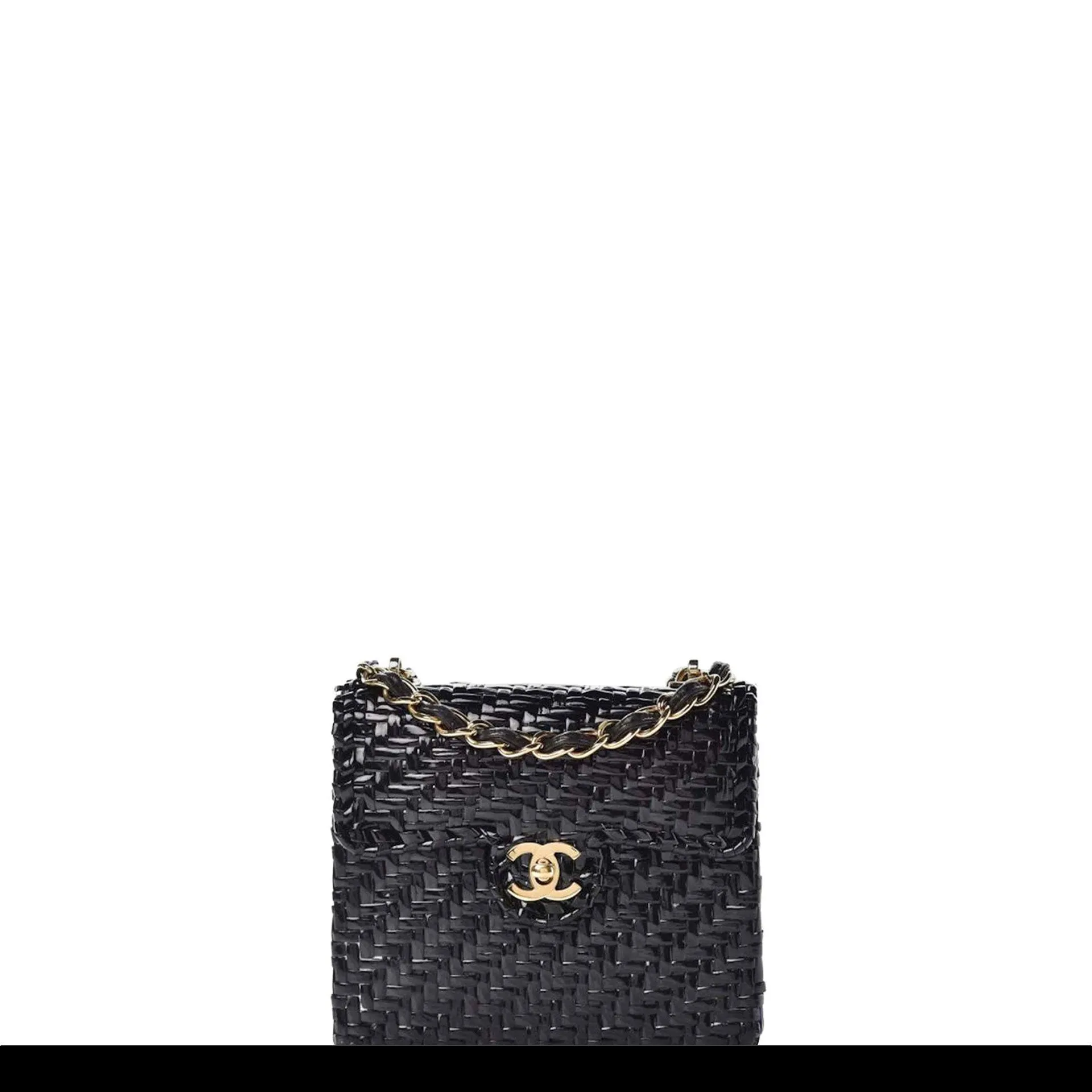 Chanel Flap Vintage 90s Mini Wicker Straw Classic Black Rattan Cross Body Bag