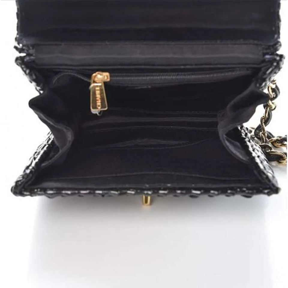 Chanel Flap Vintage 90s Mini Wicker Straw Classic Black Rattan Cross Body Bag