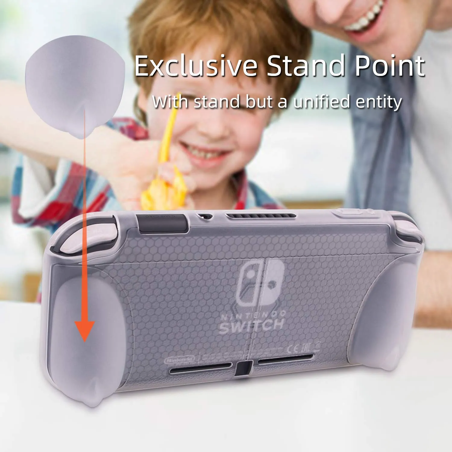 CHIN FAI Grip Case with Screen Protector for Nintendo Switch Lite 2019, Hard TPU Protective Case Cover for Switch Lite [Self Stand][4 Thumb Stick Caps] (Clear)