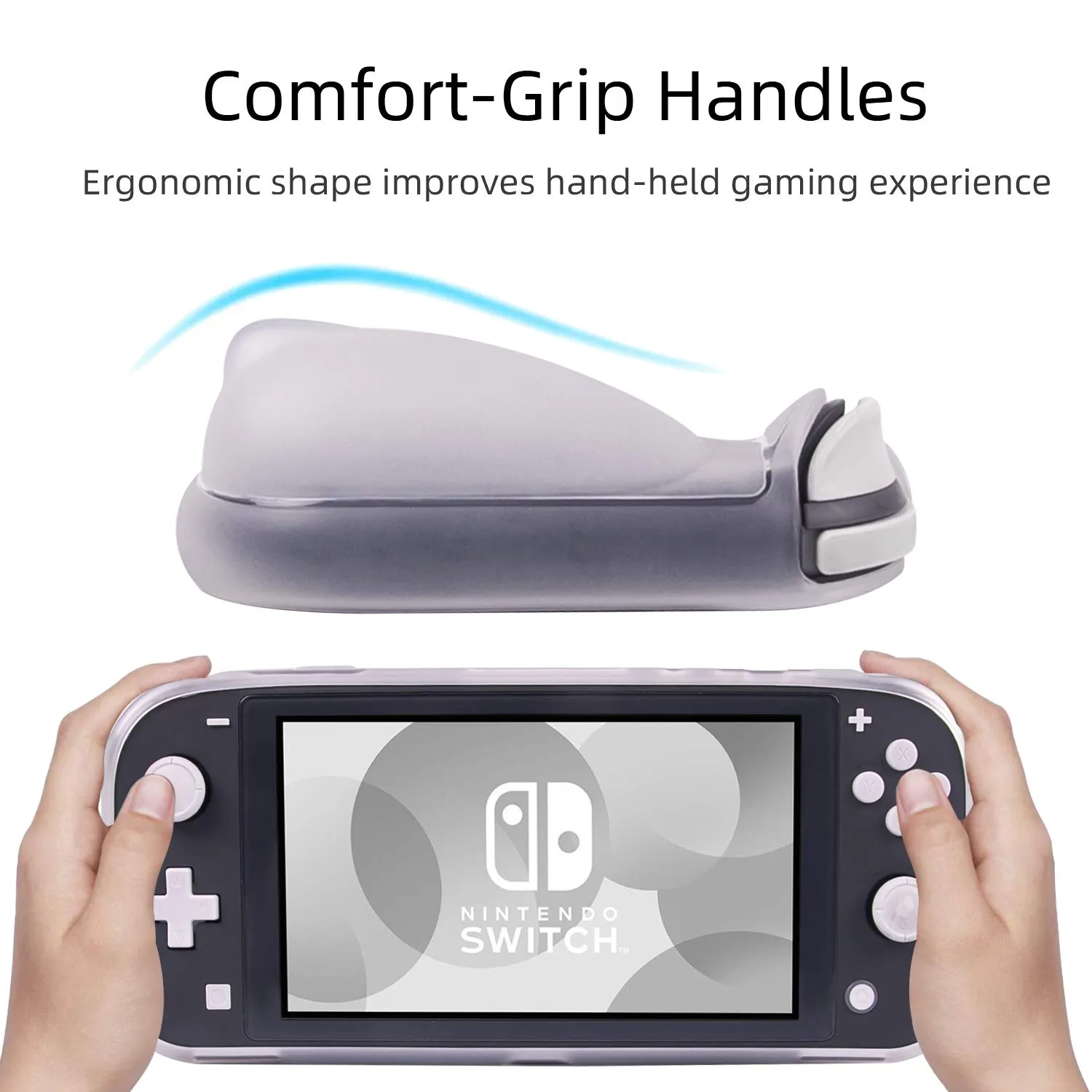 CHIN FAI Grip Case with Screen Protector for Nintendo Switch Lite 2019, Hard TPU Protective Case Cover for Switch Lite [Self Stand][4 Thumb Stick Caps] (Clear)