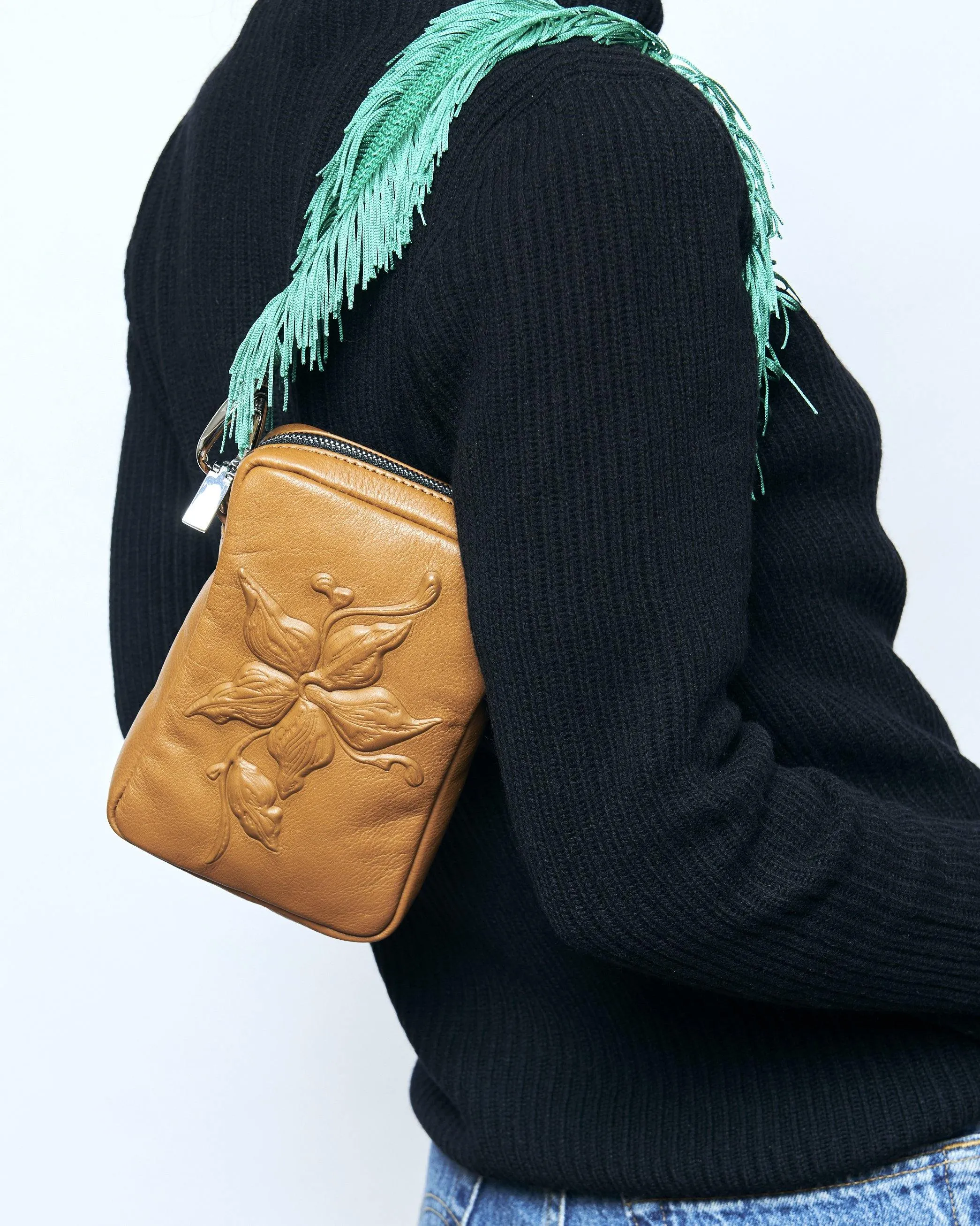 Crossbody Bag - Flower Cognac