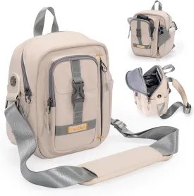 Cwatcun Camera BagSLR DSLR Canvas Sling Bag Small Compact Camera Shoulder Bag Crossbody Camera Case photography Purse for Canon Nikon Sony Fuji Mirrorless Cameras, White