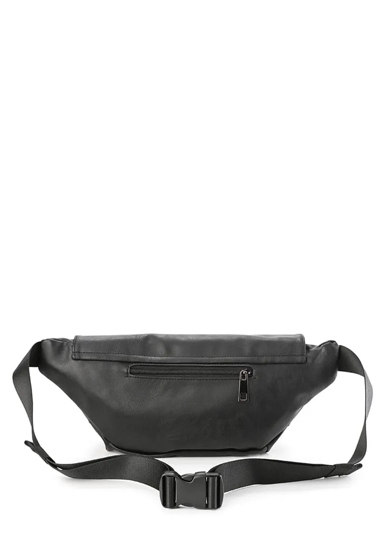 Distressed Leather Rogue Belt Bag - Black