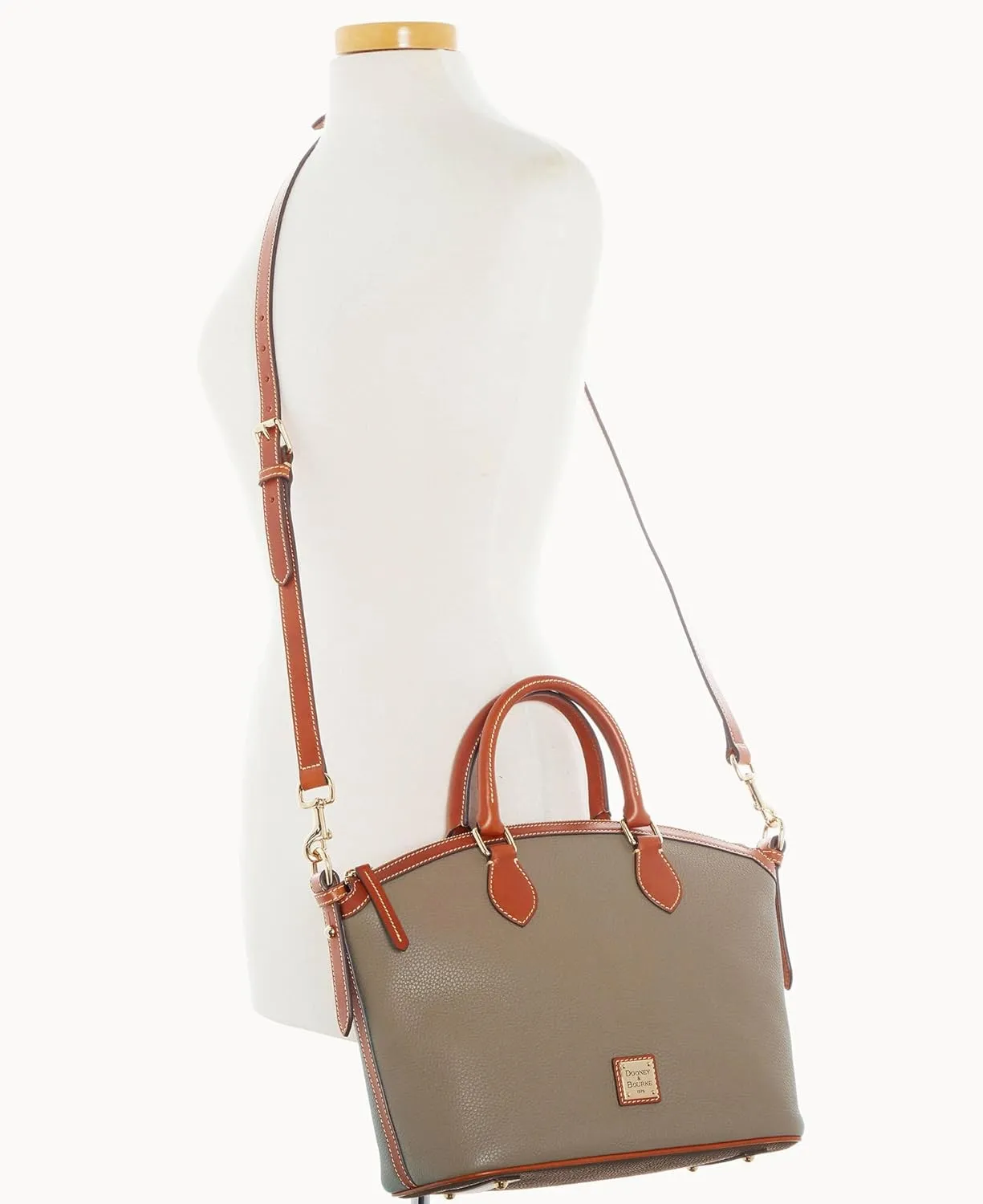 Dooney & Bourke Satchel Handbags for Women, Domed Leather Satchel Bag with Top Handles and Removable Crossbody Strap