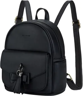 ECOSUSI Mini Backpack for Women Girls Cute Bowknot Small Backpack Purse Ladies Leather Bookbag Satchel Bag, with Charm Tassel