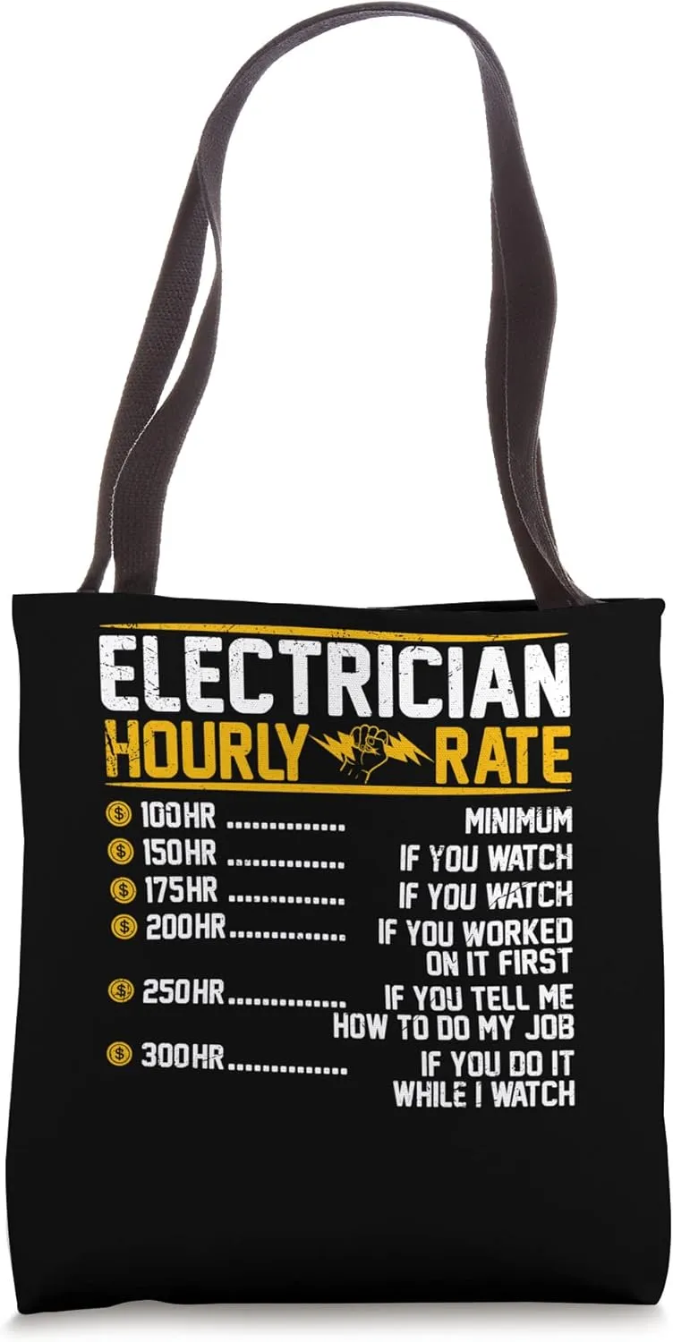 Electrician Hourly Rate Voltage Lineman Circuit Cable Tote Bag