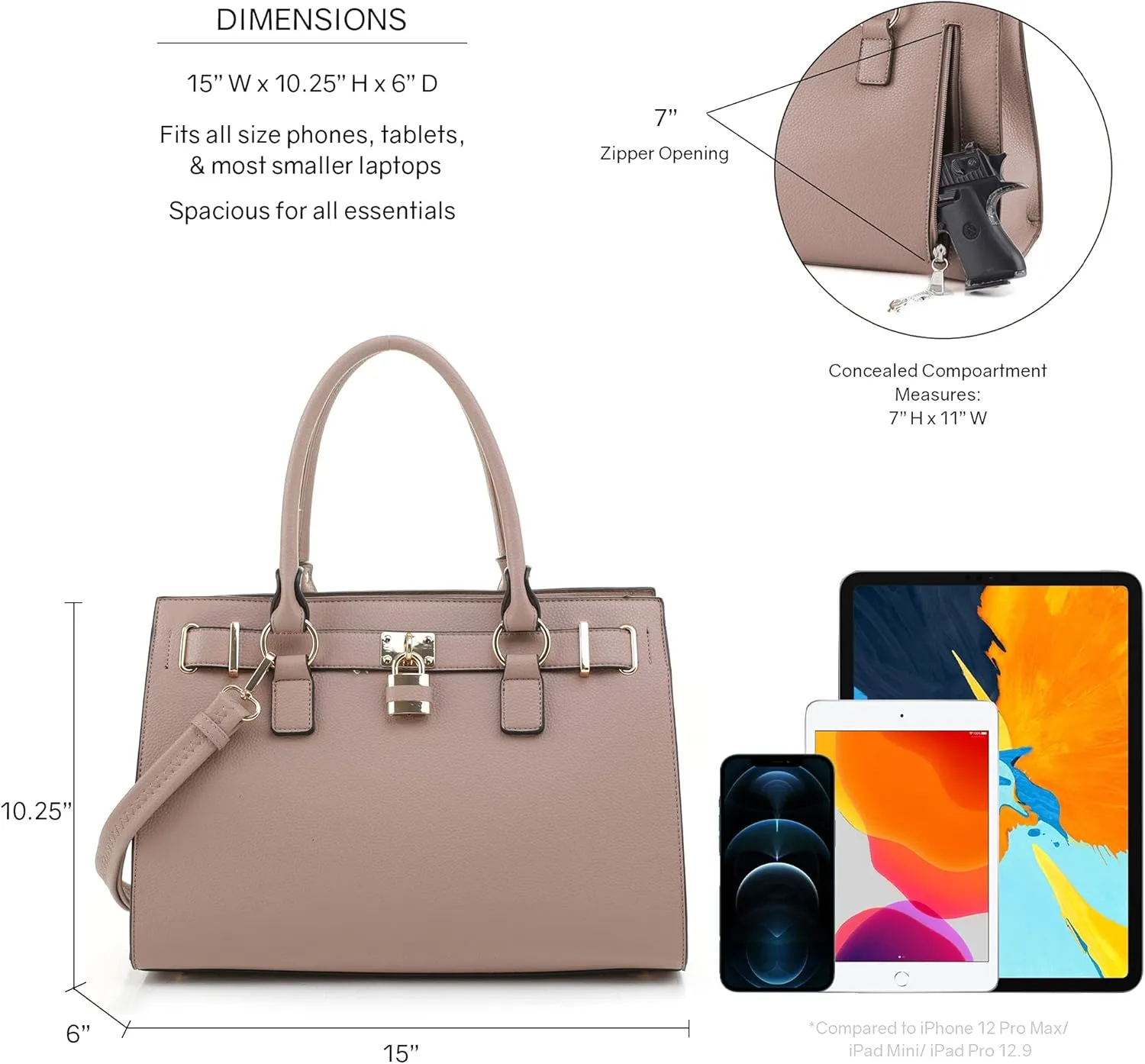 Emperiaoutfitters Concealed Carry Purse - Dina Lock Concealed Carry Satchel