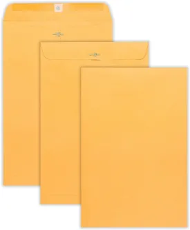 EnDoc 10 x 15 Clasp Envelopes - 100 Pack Brown Kraft Catalog Mailing Gummed Seal Envelope - 28lb Heavyweight 10x15 Inches Manila Envelopes for Home, Office, Business, Legal or School