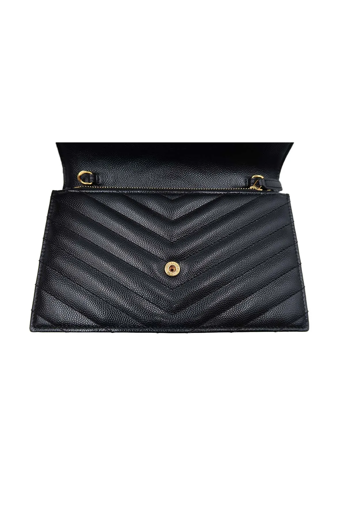 Envelope Chain Wallet  With Gold Hardware Black