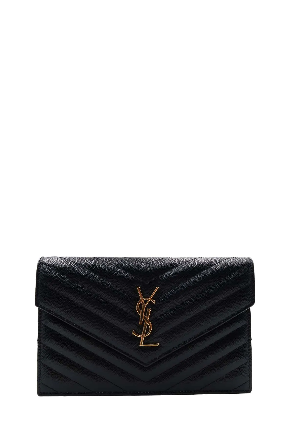 Envelope Chain Wallet  With Gold Hardware Black