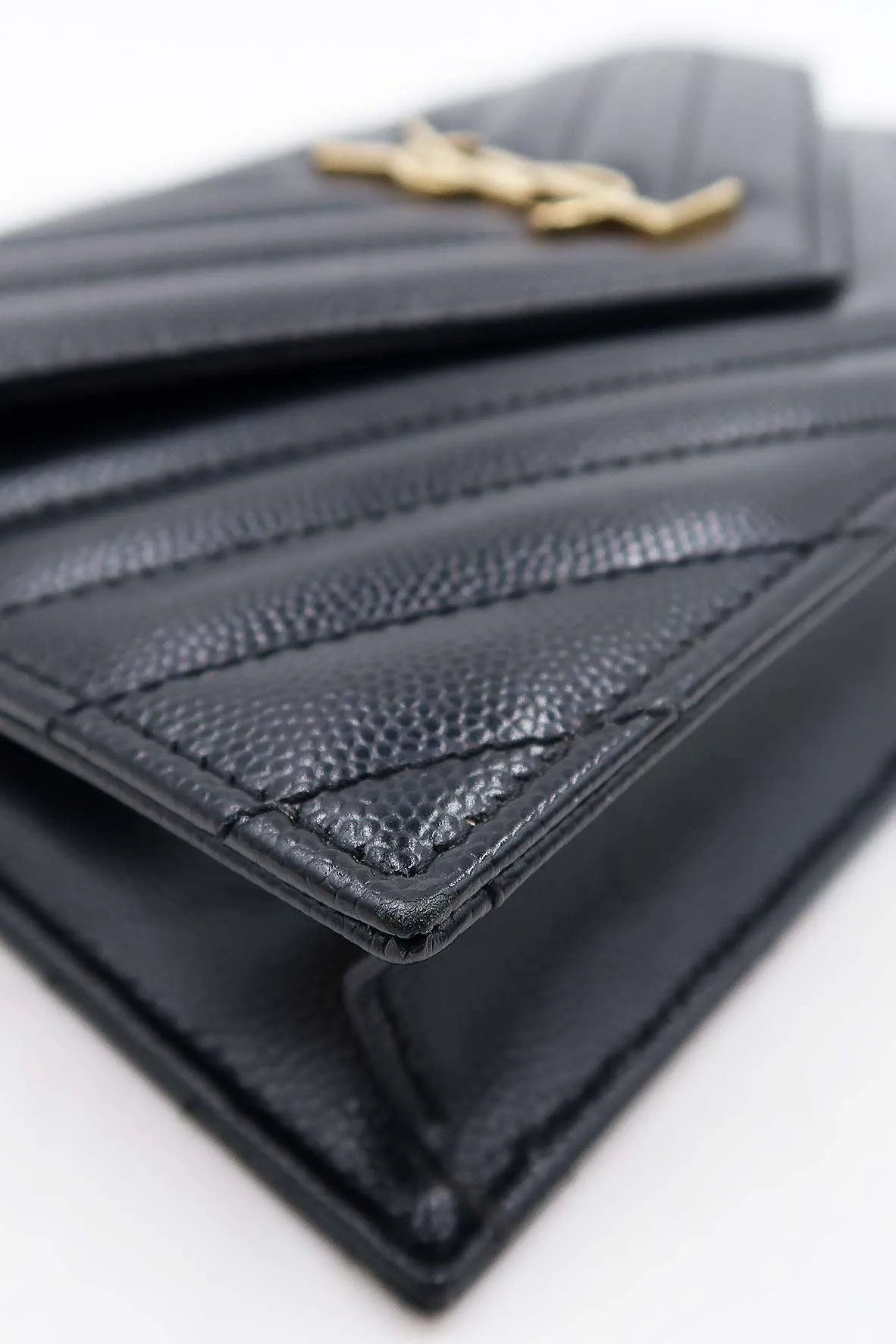 Envelope Chain Wallet  With Gold Hardware Black