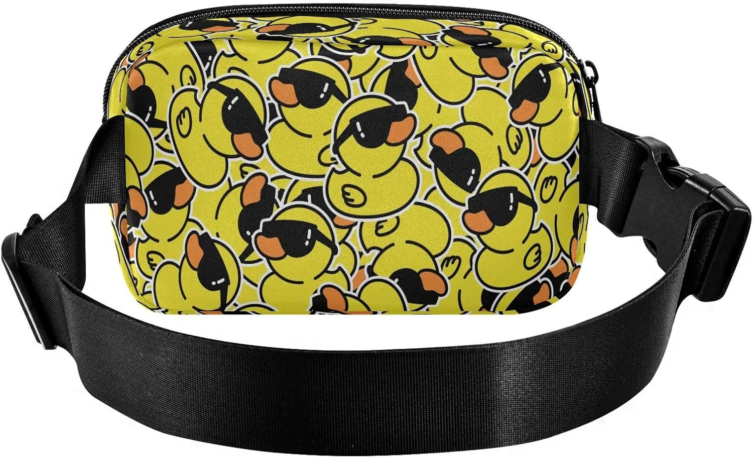 Exnundod Waist Bag Rubber Duck Sunglasses Fanny Crossbody Pack Cartoon with Adjustable Strap Hip Bum Bag for Running Hiking Traveling Outdoor